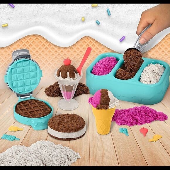 Kinetic Sand Scents Ice Cream Treats Playset Scented Sand and 6 Serving tools - Picture 3 of 5